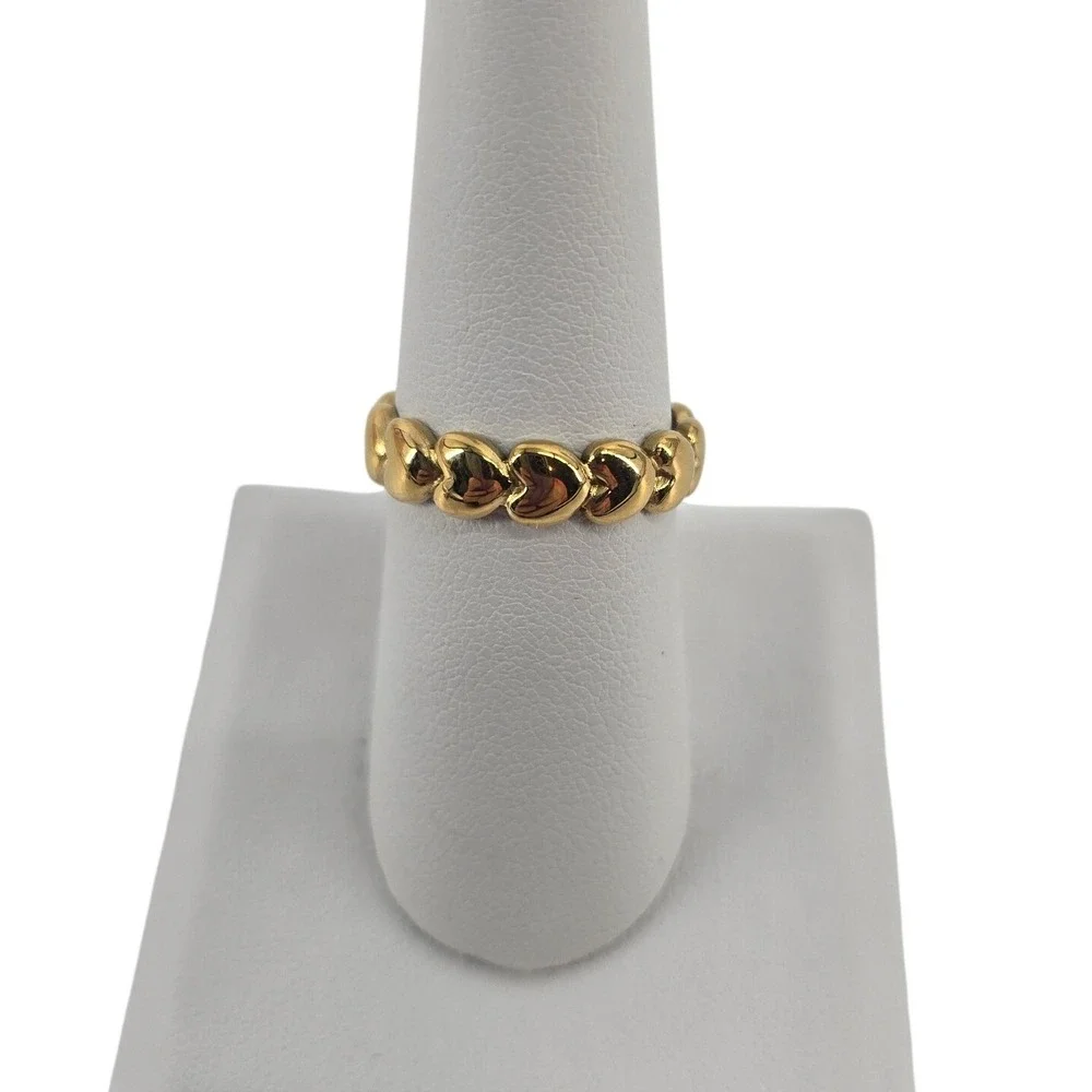 Ring Womens 7.75 Puffy Heart Bypass Gold Tone Band EUC
